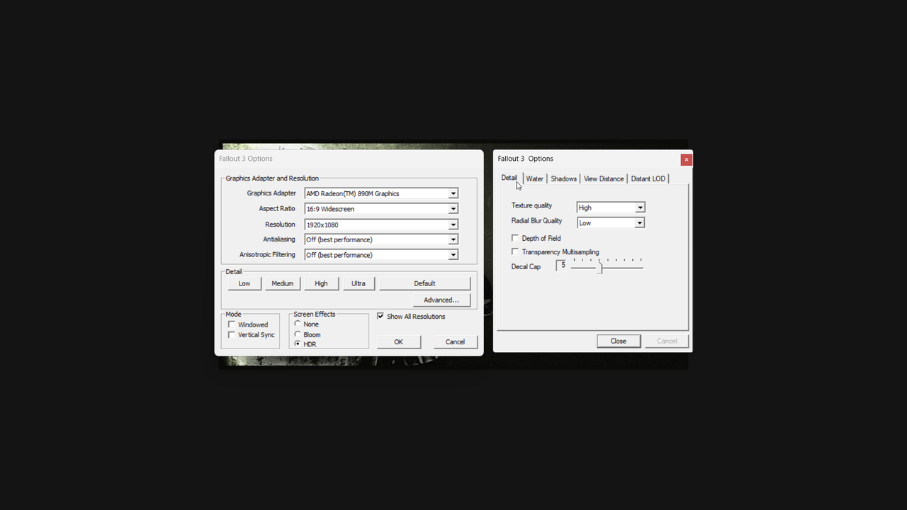Fallout 3 settings