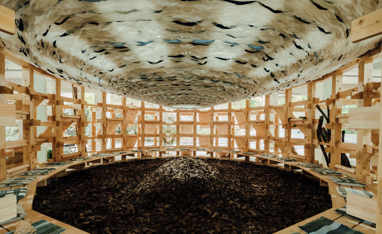 Circular architectural installation in Hiroshima exhibition