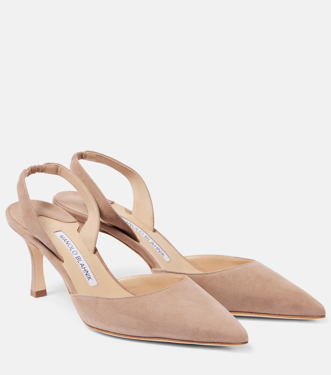 Carolyne 70 Suede Slingback Pumps in Beige - Manolo Blahnik