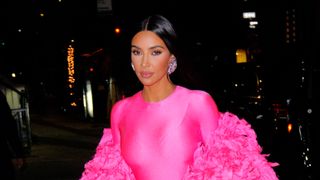 new york, new york october 10 kim kardashian arrives at the afterparty for saturday night live on october 10, 2021 in new york city photo by gothamgc images