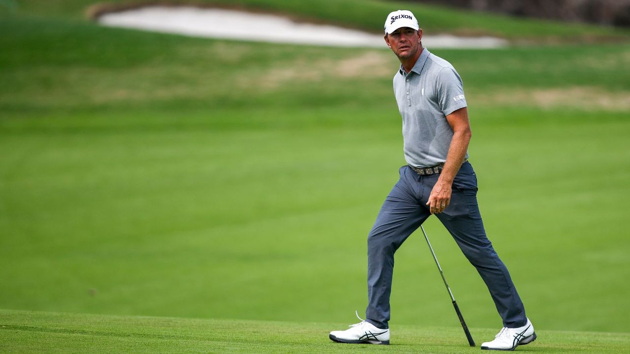 Lucas Glover plays at the Memorial Tournament