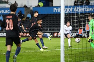 Gabriel Jesus scoring against Swansea City