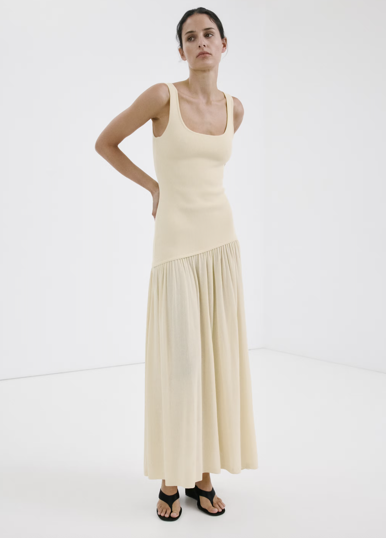 MANGO, Asymmetric Cut Knitted Dress