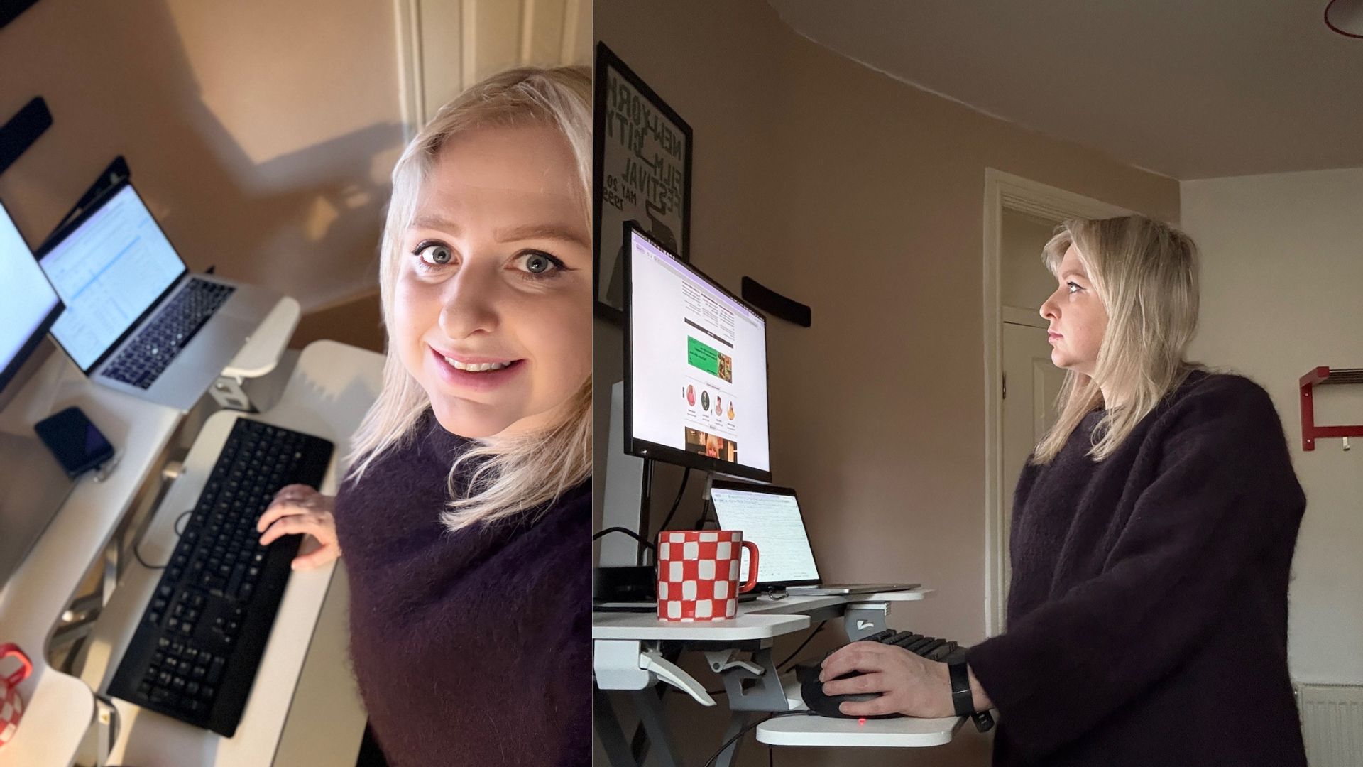 Anna working while using her walking pad