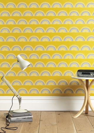 yellow toned geometric wallpaper by not on the highstreet