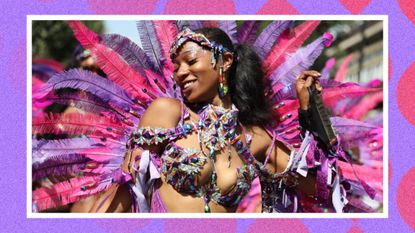 LONDON, ENGLAND - AUGUST 26: Revellers attend Notting Hill Carnival on August 26, 2024 in London, United Kingdom. The Adult parade takes place on Monday featuring floats and dancers. The Notting Hill Carnival celebrating Caribbean culture has taken place over the summer bank holiday most years since 1966. (Photo by Alishia Abodunde/Getty Images)