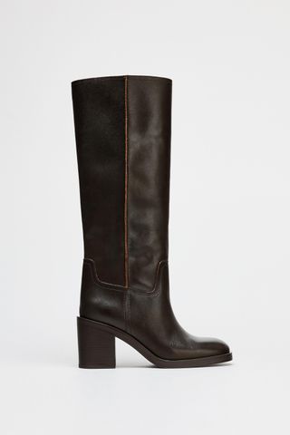 Wide Heeled Leather Boots