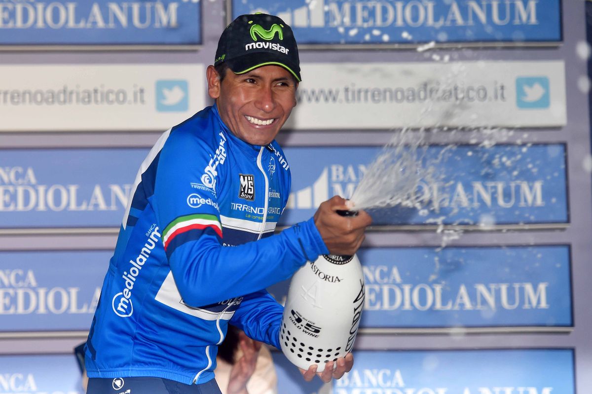 Nairo Quintana (Movistar) enjoying being on the podium