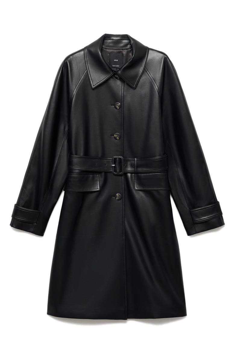 Longline Faux Leather Coat