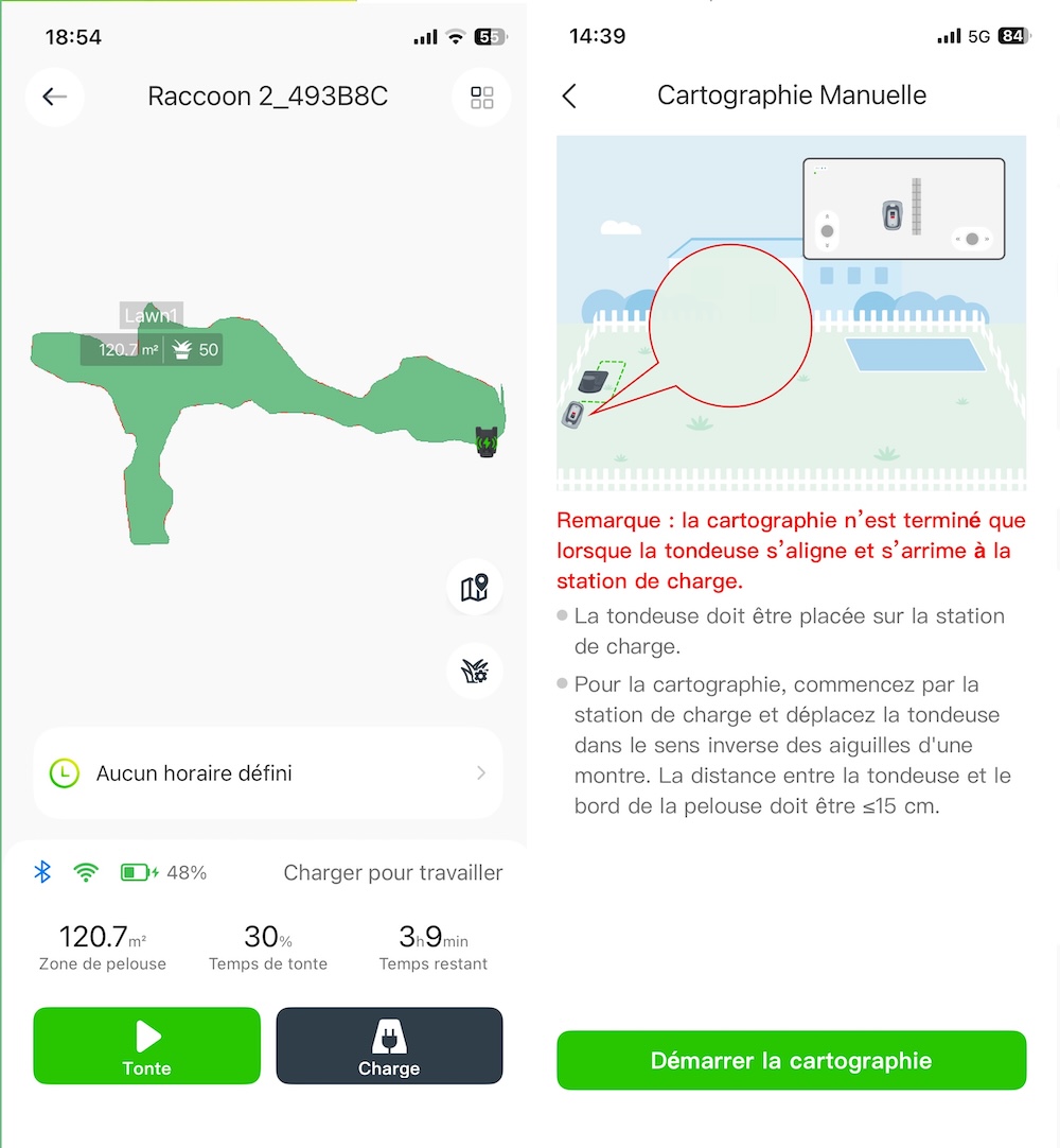 les captures d'&amp;eacute;cran de la cartographie du robot tondeuse raccoon 2 se de roboUp
