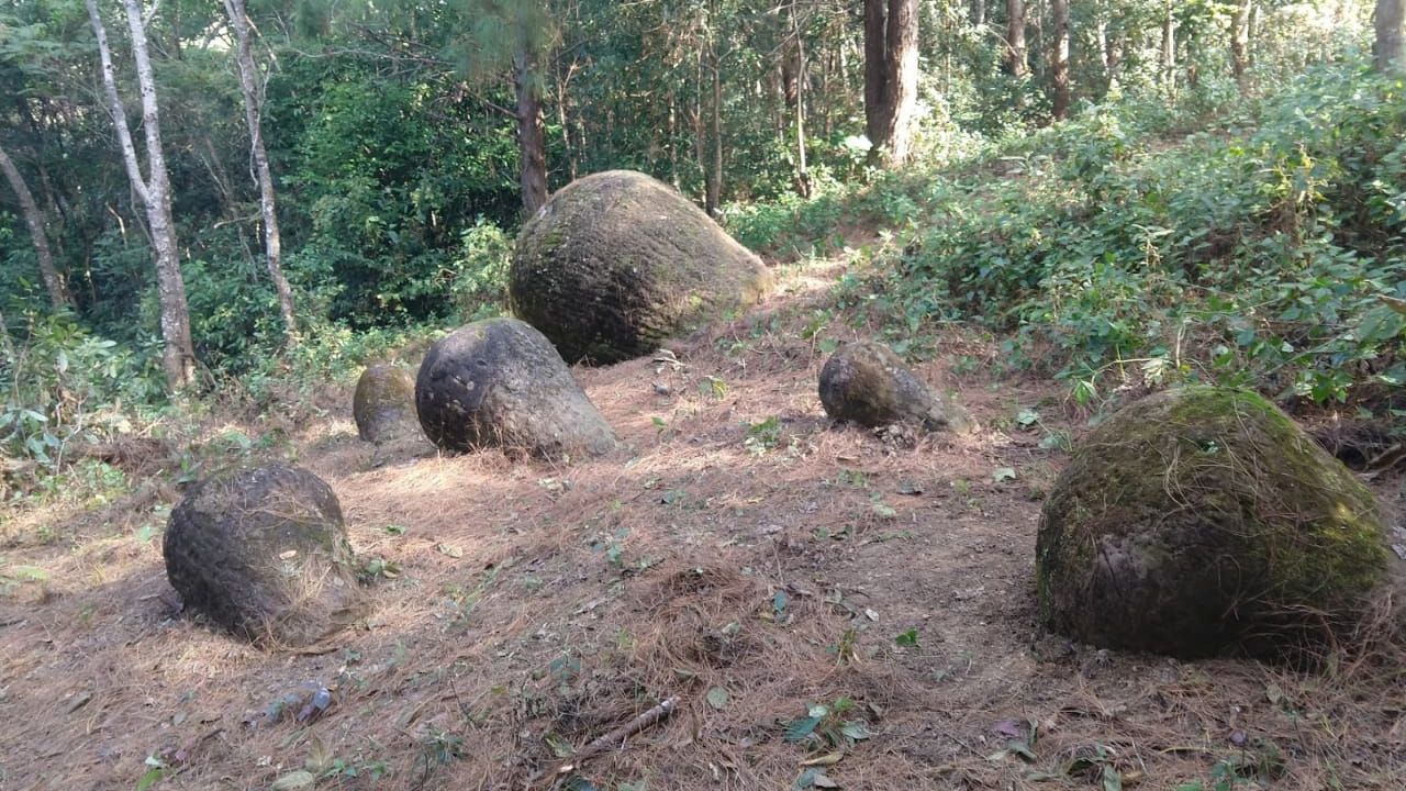 Some of the jars are decorated with geometric designs; and it may be that some were covered with lids, although no lids remain on any of the jars above ground today.