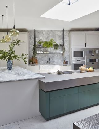 a kitchen with a triangular layout