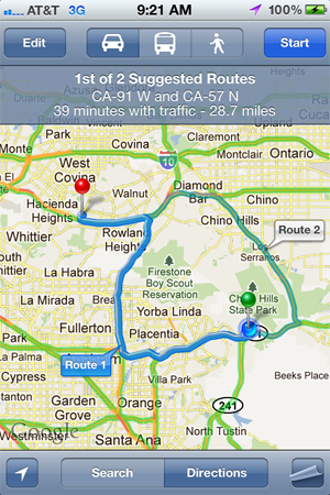 Alternate routes in Map