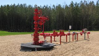 A carbon dioxide (CO2) injection well drilled to test the effectiveness of injecting and storing CO2 in a deep saline reservoir.