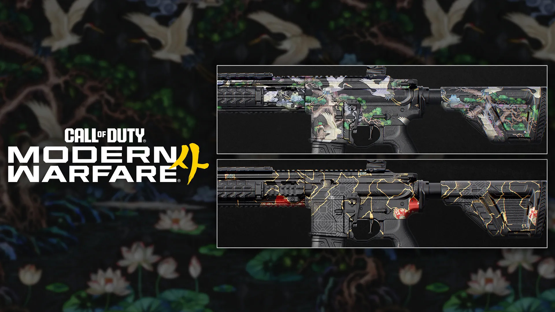 The Call of Duty Serialized Gilded Ruin Camo alongside the Moonlit Pearl Camo
