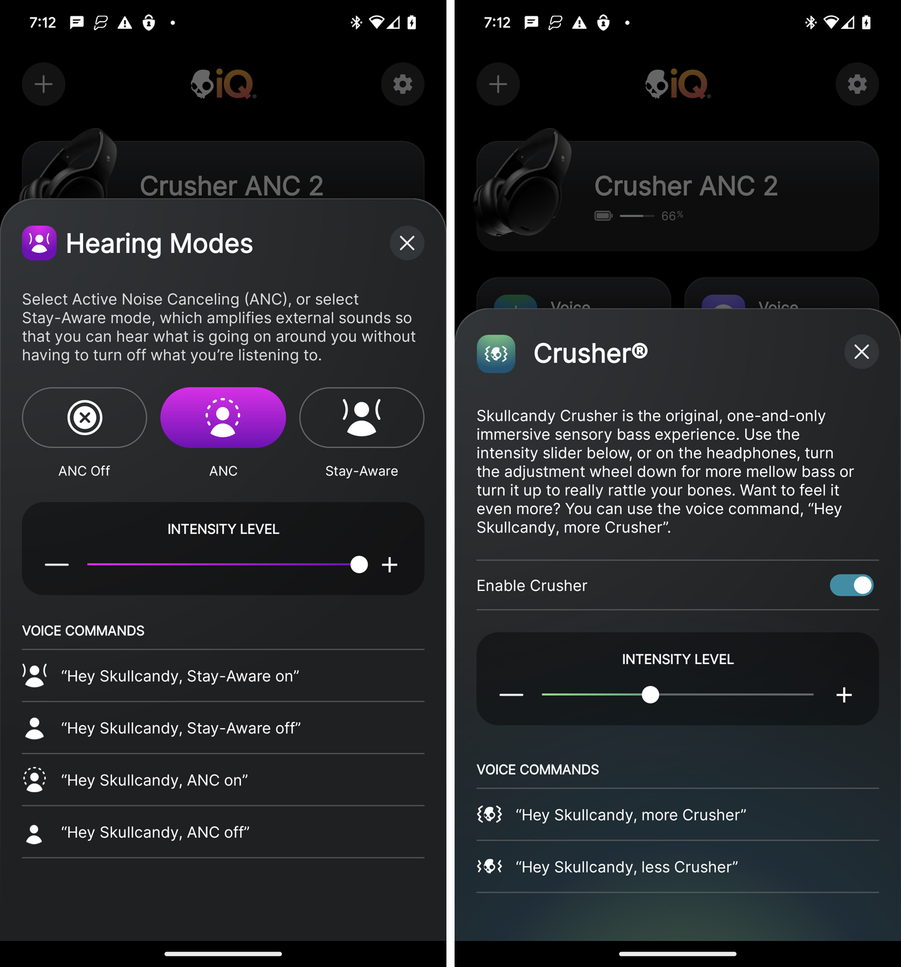 Skullcandy Skull-iQ app screenshots for Crusher ANC 2.