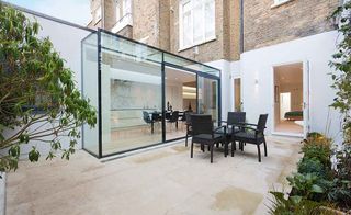 glass box extension to basement flat in west London