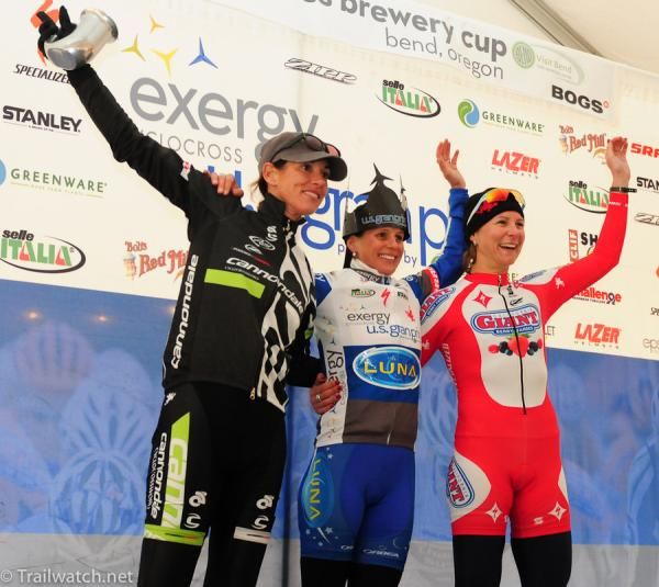 USGP Final Podium (L to R) Nicole Duke (Cannondale) 2nd, Katerina Nash (Luna Pro Team) 1st, Meredith Miller (California Giant Berry) 3rd