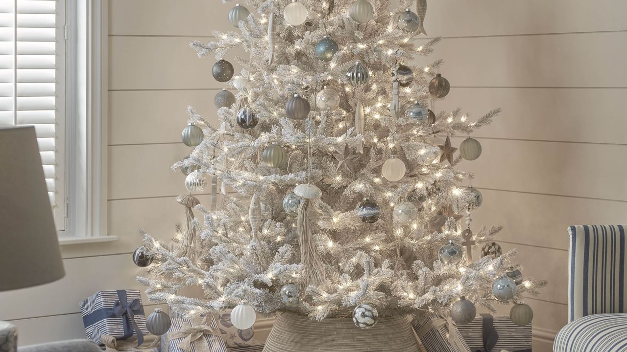 White Christmas Tree in a white living roomliving 