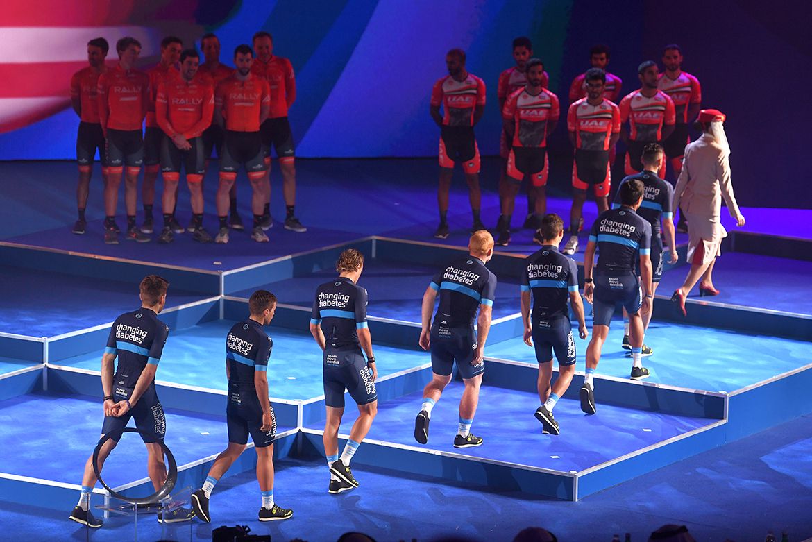 Novo Nordisk get on stage at the Dubai Tour presentation