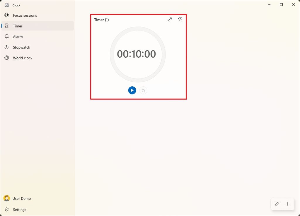 Open timer on Windows 11