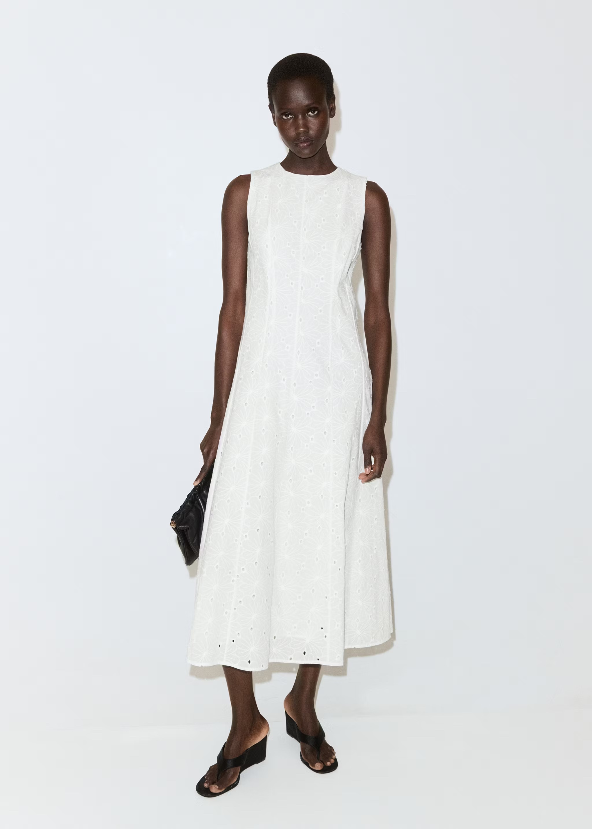 MANGO, A-Line Dress With Broderie Anglaise Embroidery - Women | Mango United Kingdom