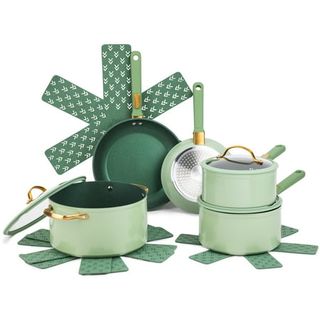 Thyme & Table Granite 12-Piece Cookware Set Non-Stick - Green