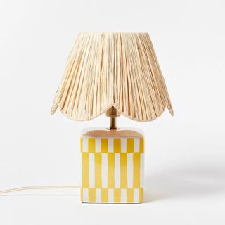 Oliver Bonas Ines Yellow Raffia & Ceramic Desk & Table Lamp