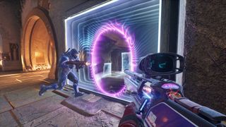 An official gameplay screenshot of Splitgate: Arena Reloaded.