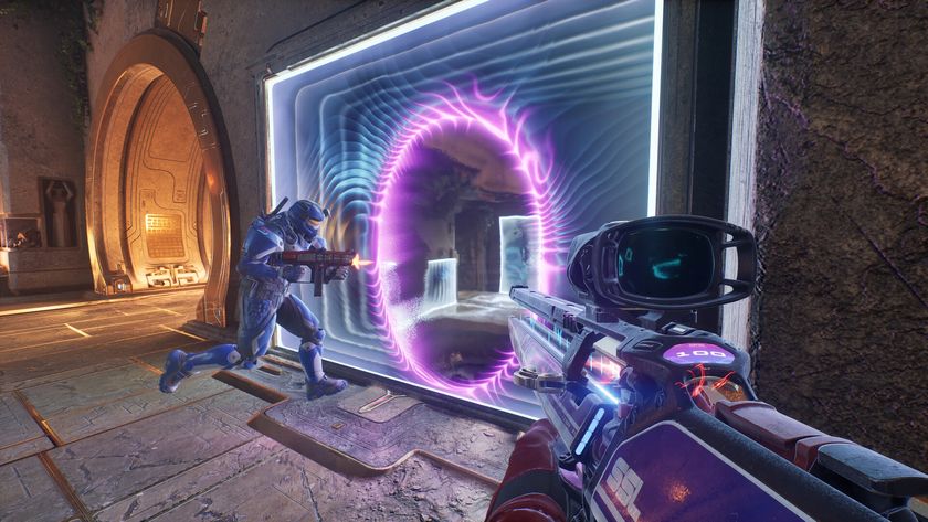 An official gameplay screenshot of Splitgate: Arena Reloaded.