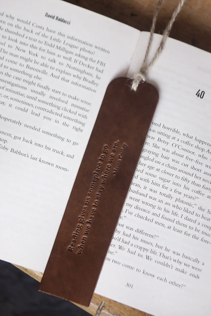 KingsleyLeather Handmade Leather Bookmark Dark Brown