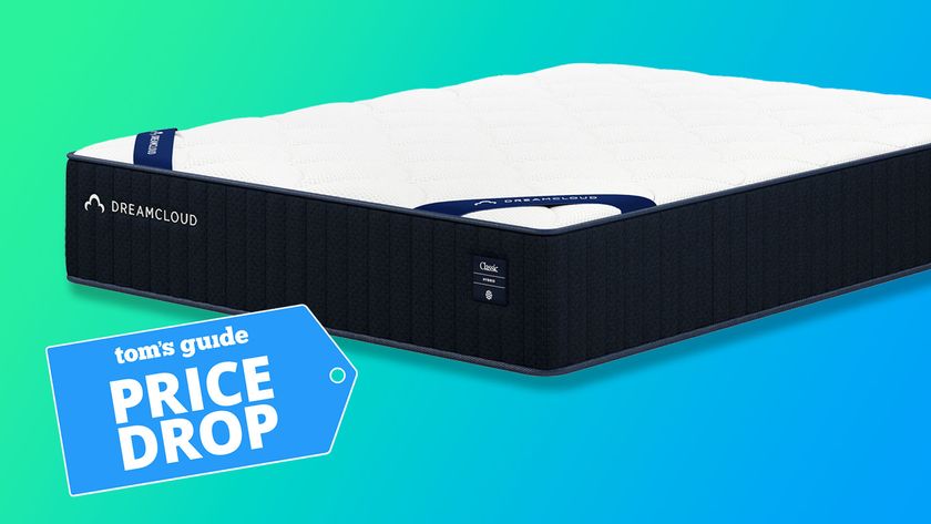 The DreamCloud Classic Hybrid Mattress against a green and blue background, a Tom's Guide Price Drop deals graphic in the bottom left corner