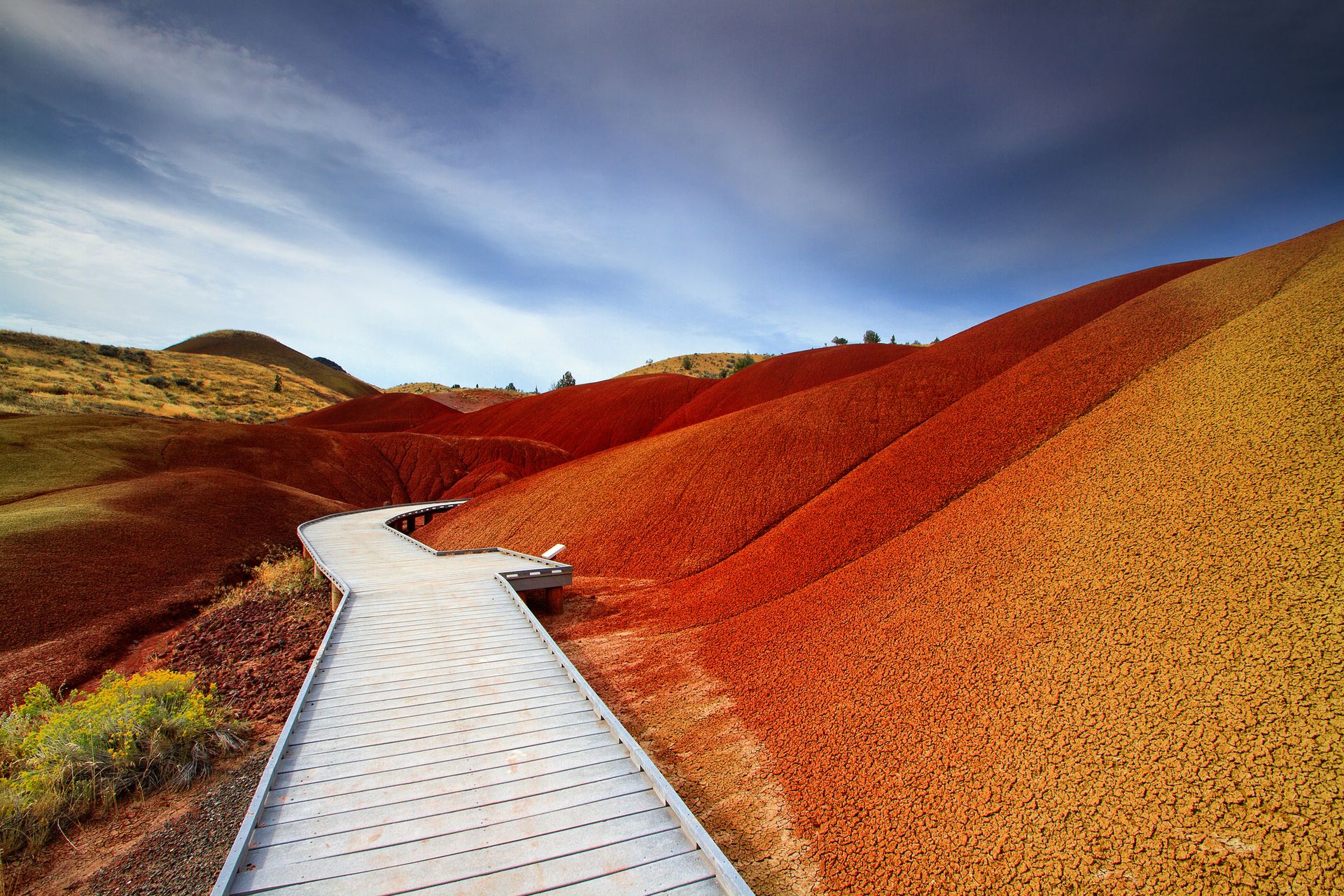 Boardwalk portion of the Painted Cove Trail at Painted Hills, Oregon