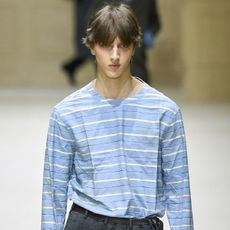 prada fall 2026 menswear collection featuring one of the stained shirts.