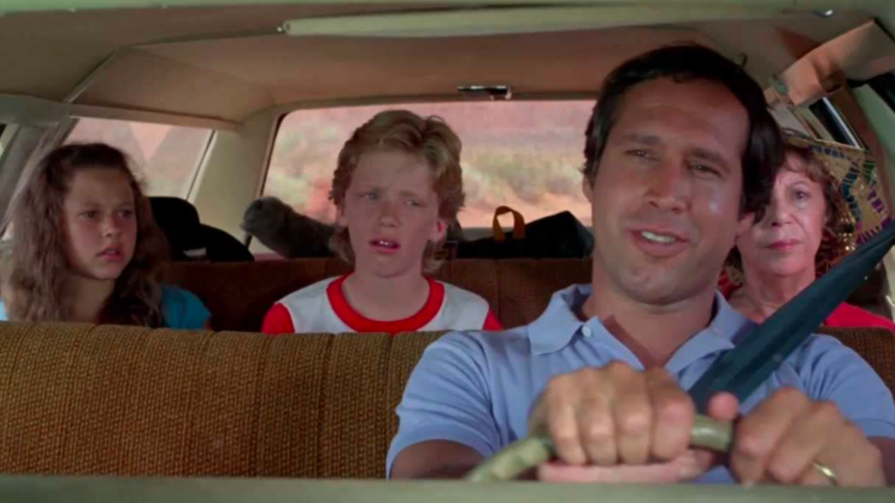 Dana Barron, Anthony Michael Hall, Chevy chase, and Imogene Coca in National Lampoon's Vacation