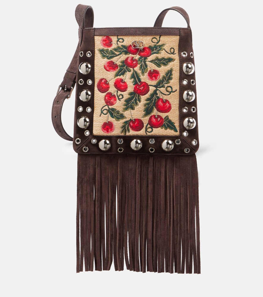 Nellcôte Small Suede-Trimmed Crossbody Bag