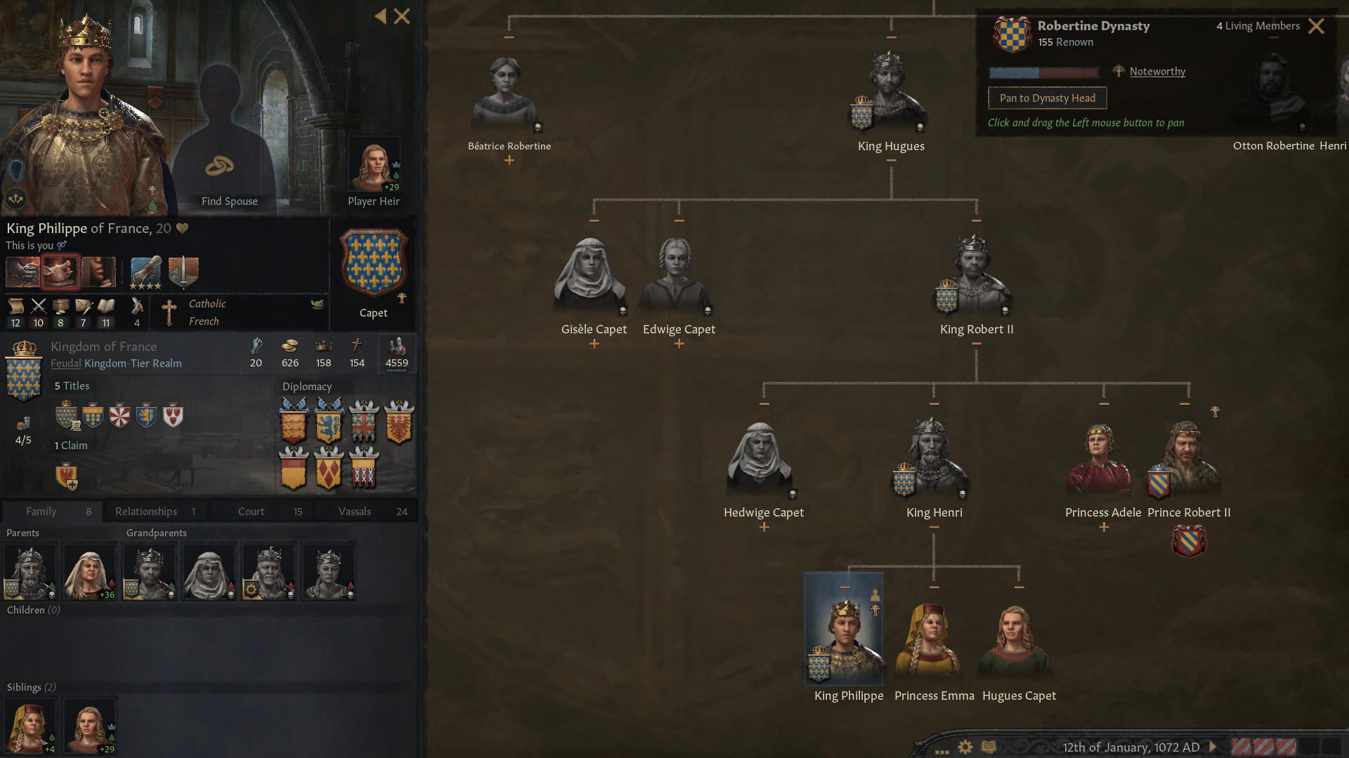 Screenshots and art from grand strategy game Crusader Kings III.