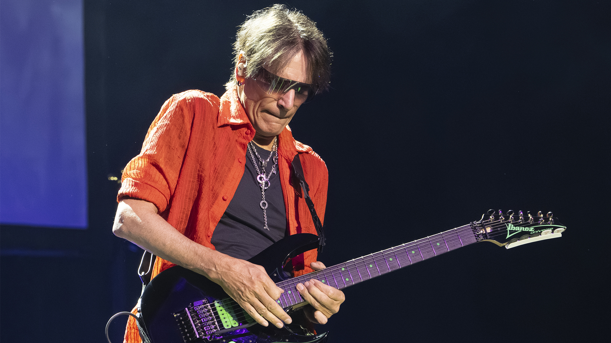 Steve Vai performs at Fox Theater on April 04, 2026 in Oakland, California.