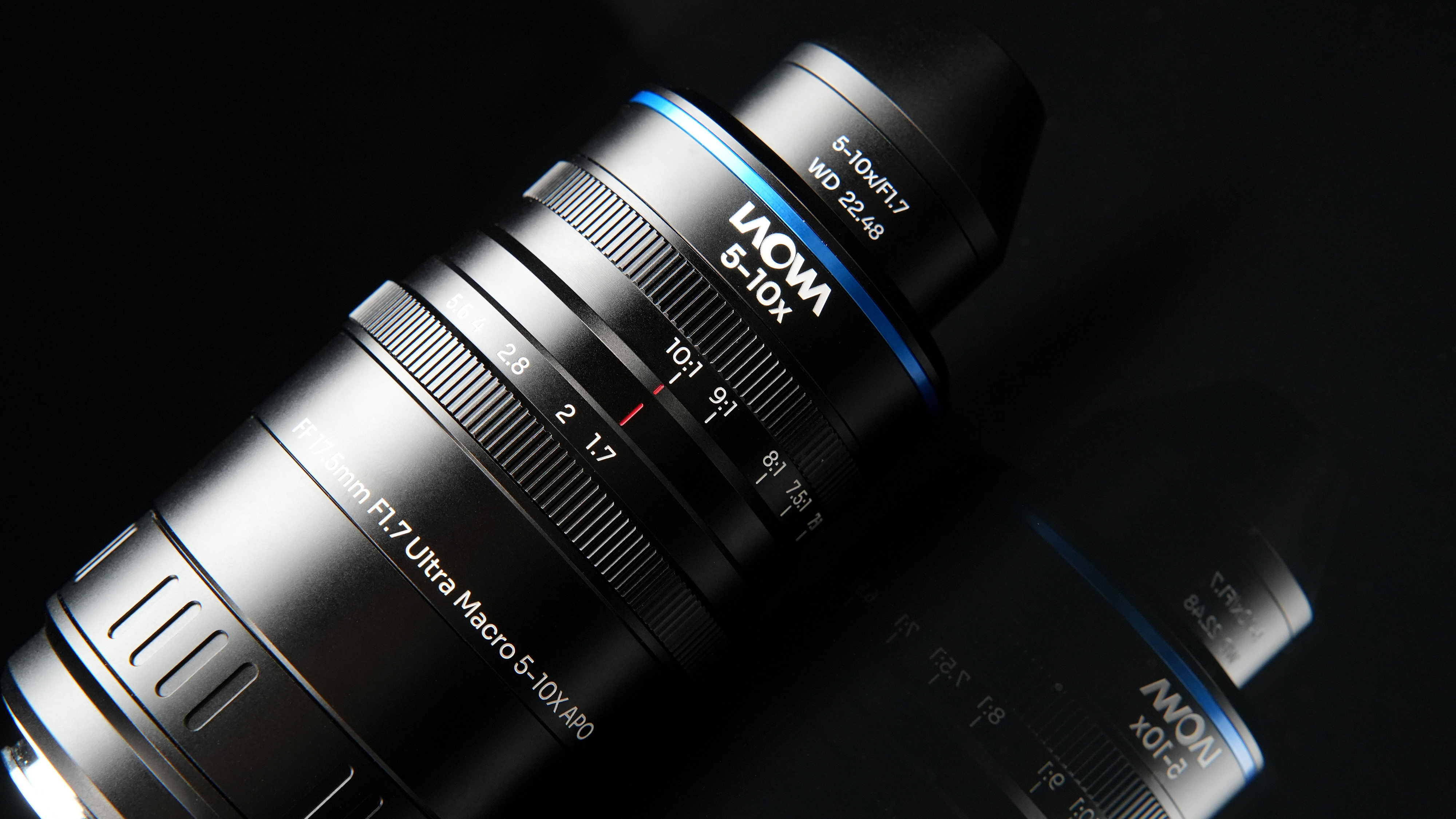 The Aksen 17.5mmf/1.7 5&ndash;10x Ultra Macro APO, with the Aksen 45mm f/2.8 1&ndash;5x Ultra Macro APO in the background