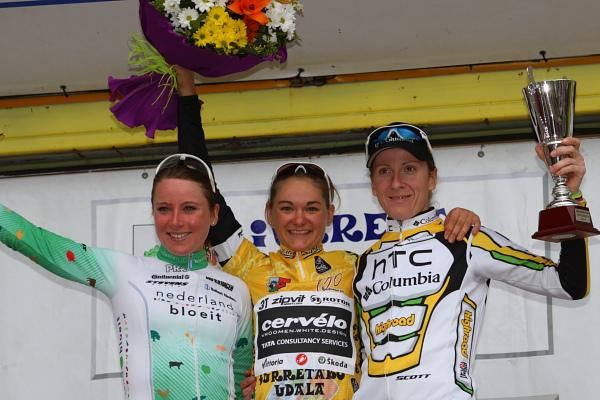 The race podium - Annemiek Van Vleuten, Claudia H&auml;usler and Judith Arndt