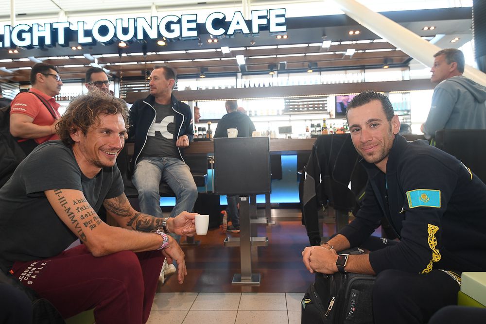 Filippo Pozzato and Vincenzo Nibali.