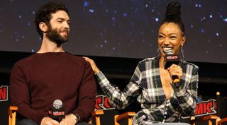 Sonequa Martin-Green, who plays Burnham on "Star Trek: Discovery," appears at New York Comic Con 2018.