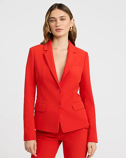 Editor Signature Stretch Fitted Two Button Blazer