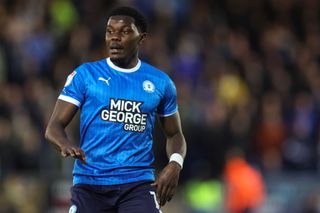 Ephron Mason-Clark of Peterborough United during the Sky Bet League One Play-Off Semi-Final First Leg match between Peterborough United and Sheffield Wednesday at Weston Homes Stadium on May 12, 2023 in Peterborough, United Kingdom. (Photo by James Williamson - AMA/Getty Images)