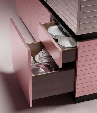 pink outdoor kitchen by Luca Nichetto