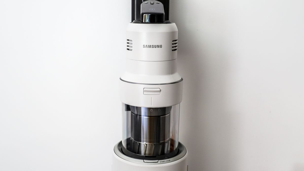 The bin canister of the Samsung Bespoke Jet AI cordless vacuum cleaner