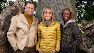 Autumnwatch 2021 - presenters Chris Packham, Michaela Strachan and Gillian Burke (Left-Right)