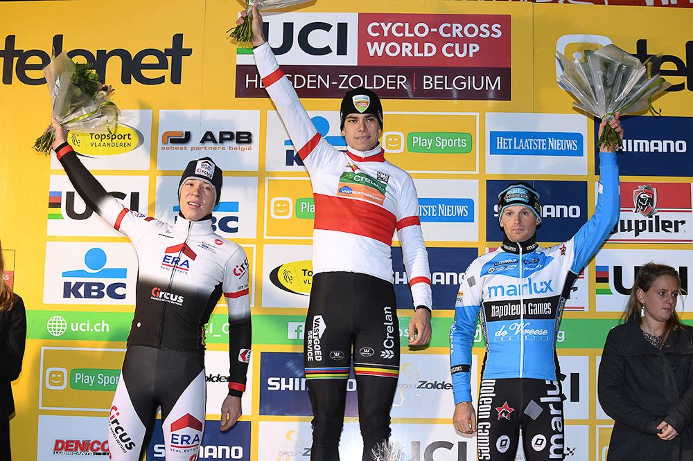 Laurens Sweeck, Wout Van Aert and Kevin Pauwels on the Zolder podium