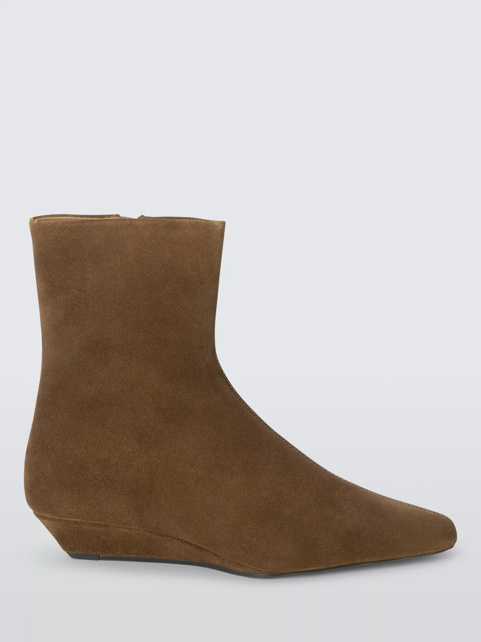 John Lewis Oxford Suede Demi Wedge Dressy Ankle Boots, Tan