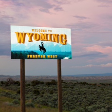 Sign with Welcome to Wyoming on it